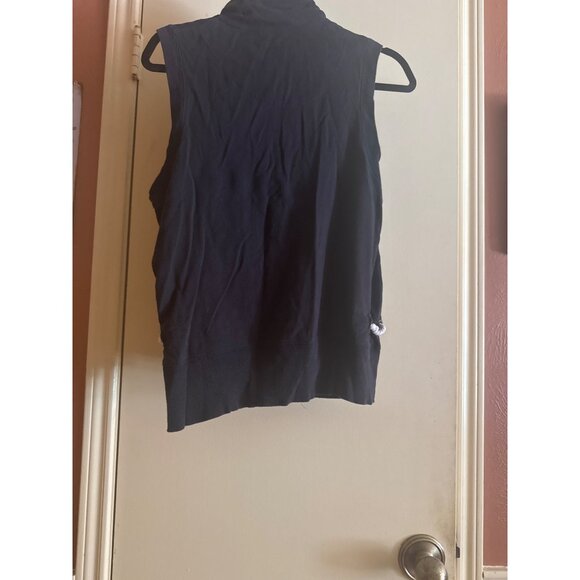 Oleg Cassini Sport Black Sleeveless Zip-Up Vest With Pockets & Drawstring Accent - Picture 4 of 6